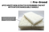 Handled Bath Scrubber 6 Piece Heavy Duty Cleaning Scrub Sponge Brush Bathroom Scouring Pads White Non-Scratch Remove Soap Scum Cleaning Shower Tile