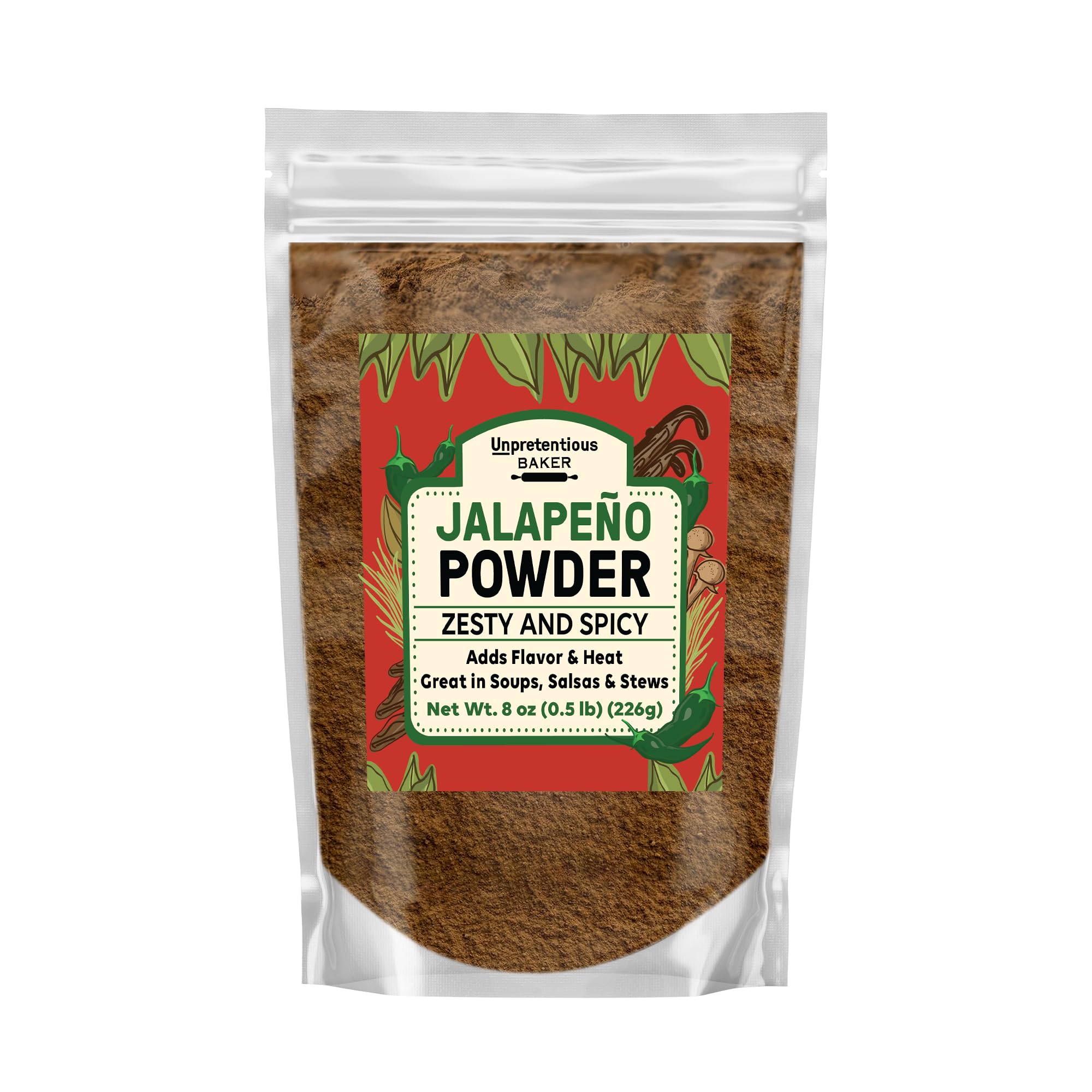 Unpretentious Jalapeno Powder (8 oz) Gluten Free, Non-GMO, Tex-Mex Essential, Adds Heat & Flavor