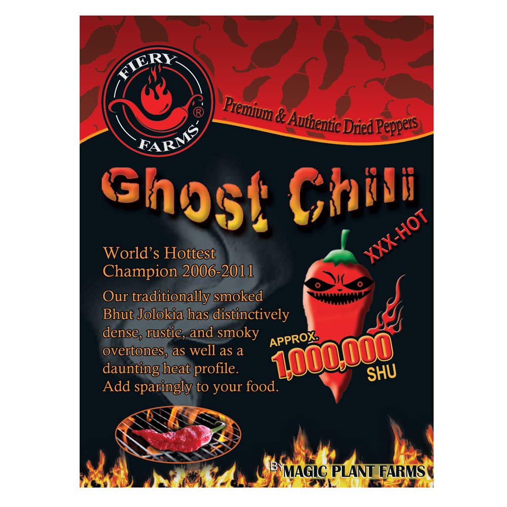 Extremely Hot Smoked Bhut Jolokia (Ghost Pepper) Chili Powder by Magic Plant - Spicy Rich Smoky fruity flavor | Kosher Gluten-Free Non-GMO All Natural
