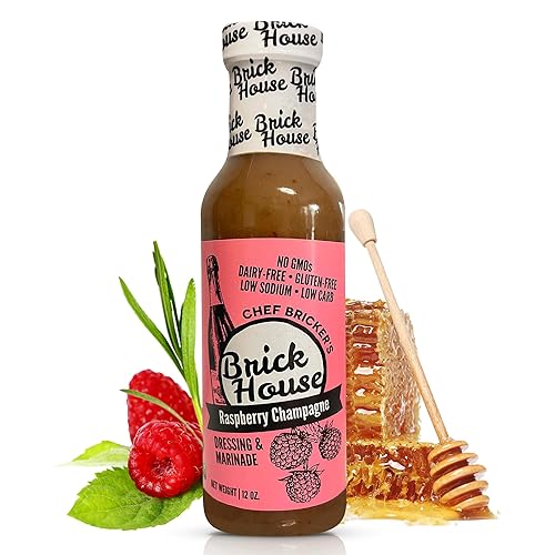 Brick House Raspberry Champagne Vinaigrette, 12 oz - Bold, Fruity Raspberry Vinaigrette Salad Dressing & Marinade - Low Sodium Salad Dressing, Low