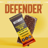 Defender Vegan Protein Bar, Peanut Butter Chocolate, Plant Based Snack or Breakfast Bars, Psyllium Husk, Dandelion Root, High Fiber, Non GMO, Kosher