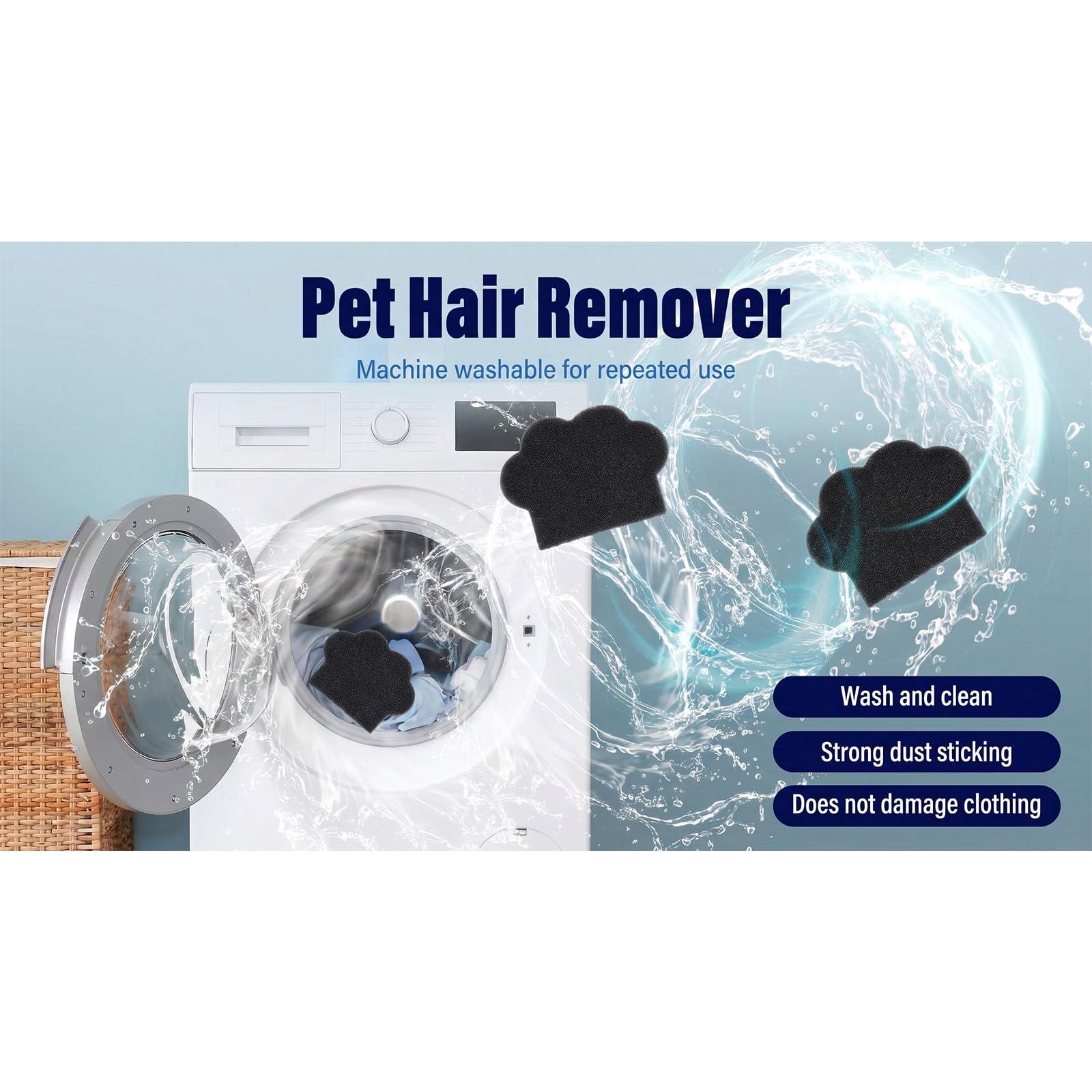 Pet Hair Remover for Laundry (12 Pack) - Reusable Dog & Cat Hair Catcher for Washer & Dryer, Collects Pet Hair, Lint, and Loose Fibers from Clothes