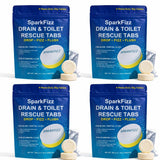 SparkFizz Toilet & Drain Cleaning Tablets - Powerful Foaming Cleaner - Removes Odor & Buildup - Septic Safe - 4/8 / 16 Count (1)