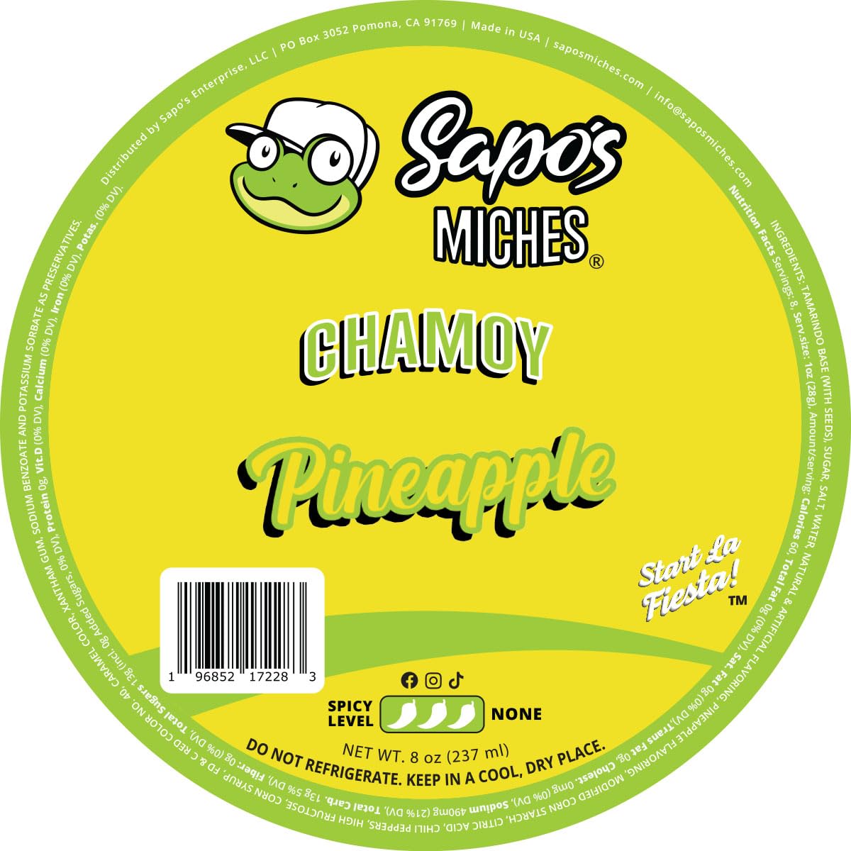 Sapo's Miches Chamoy Rim Dip - Tamarind Candy Sauce for Drinks, Micheladas & Cocktails, 8 oz (Pineapple)