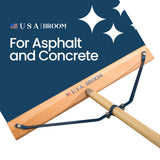 36" Heavy Duty Outdoor Push Broom with 60" Handle. Ideal for Asphalt, Concrete & Heavy Debris. Durable American Made Steel Brackets-Stainless Steel