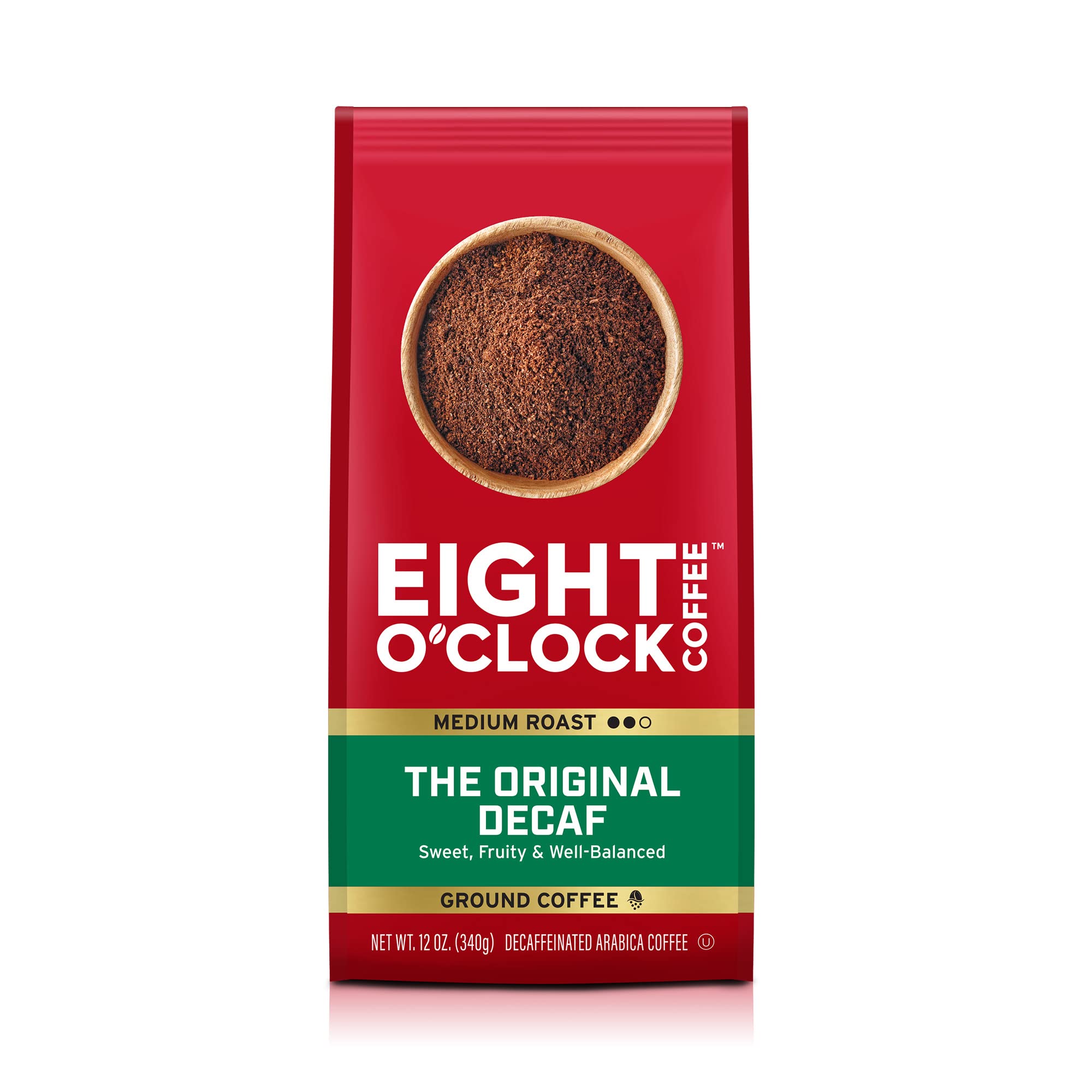Eight O'Clock Coffee The Original Decaf Ground Coffee, Medium Roast, 12 Ounce (Pack of 1) - Sweet, Fruity, Well Balanced