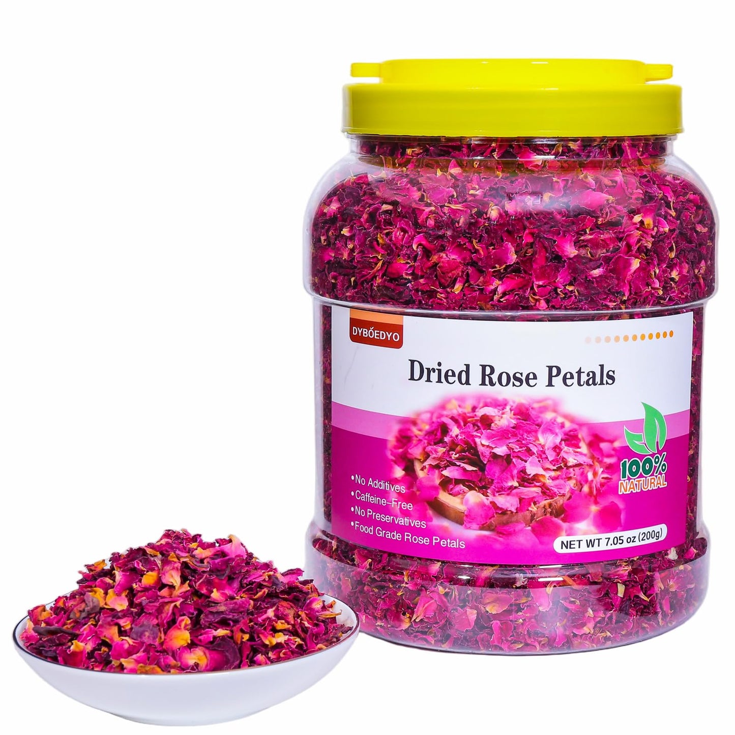 Dried Rose Petals - 7.05oz/200g, Food-Grade Edible Rose Petals, Dried Flower Petals for Tea, Baking, Flower Sprinkles & Wedding Cakes, Gourmet