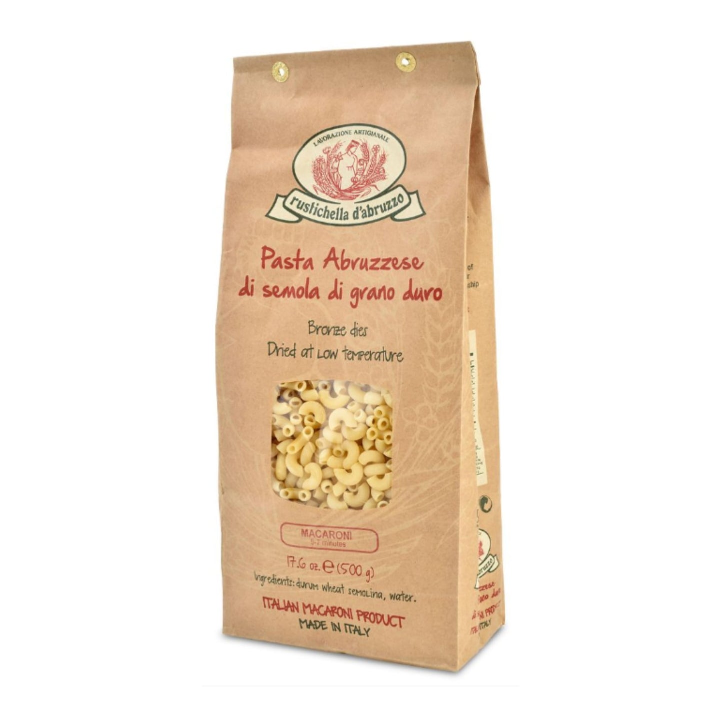 Rustichella d'Abruzzo Macaroni Pasta - 500g Classic Durum Wheat Small Pasta - Perfect for Macaroni and Cheese - Cooks in 5-7 Minutes - Authentic
