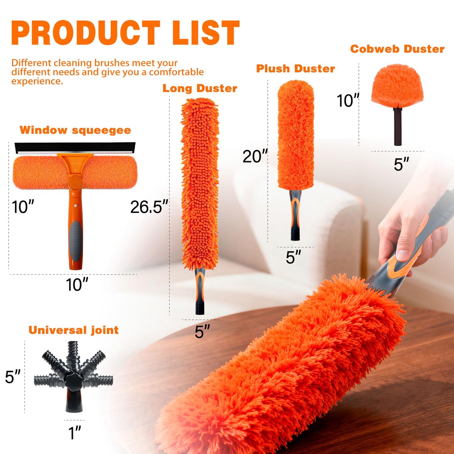 20FT High Reach Duster Cleaning Kit with 5-13 FTExtension Pole, High Ceiling Fan Cleaner Duster Tool for Fan Blades, Extendable Reusable Cobweb