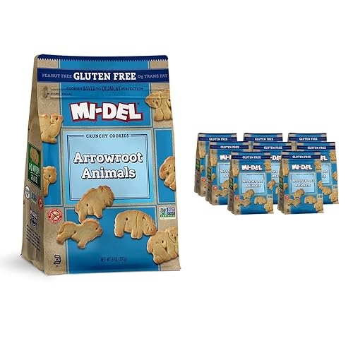 Mi-Del Arrowroot Gluten Free Animal Crackers - Non GMO Certified, 0g Trans Fat Cookies - Bulk Animal Crackers 8 Ounce (Pack of 8)