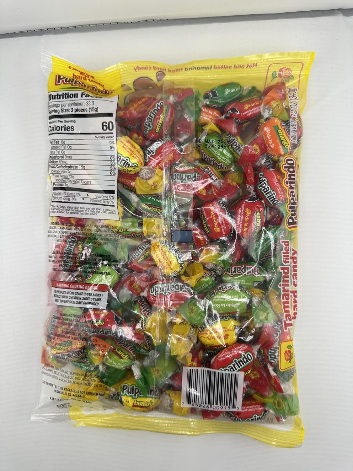 De La Rosa Pulparindo Hard Candy Mango, Watermelon,Tamarind and Extra Spicy Flavour 68 counts