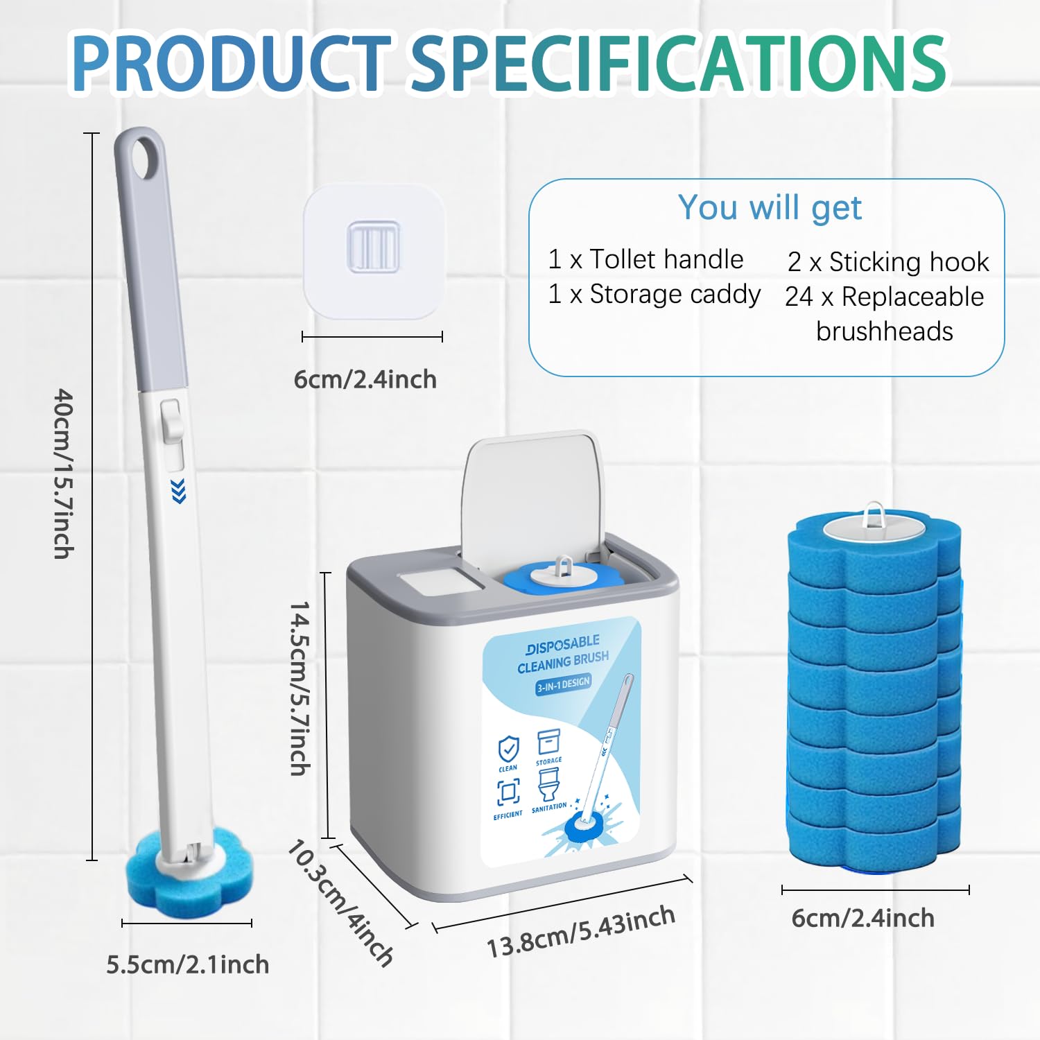 2026 Disposable Toilet Brush and Holder Set, Disposable Toilet Bowl Cleaning System with Aromatherapy Refills, Cleaning Wand with Storage Case