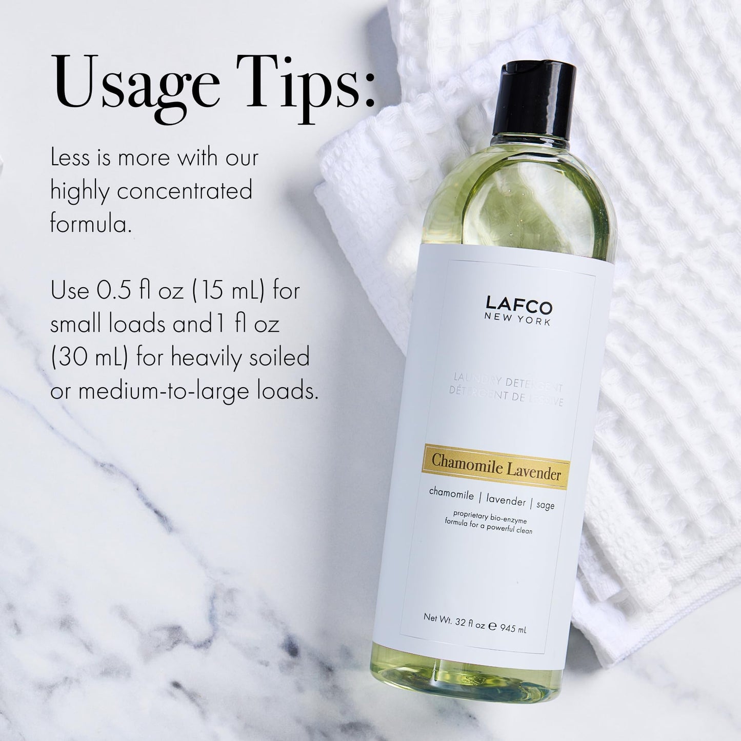 LAFCO New York Laundry Detergent, Chamomile Lavender - 32 fl oz - Bio-Enzyme Natural Formula for a Powerful Clean - Plant Based for Sensitive Skin