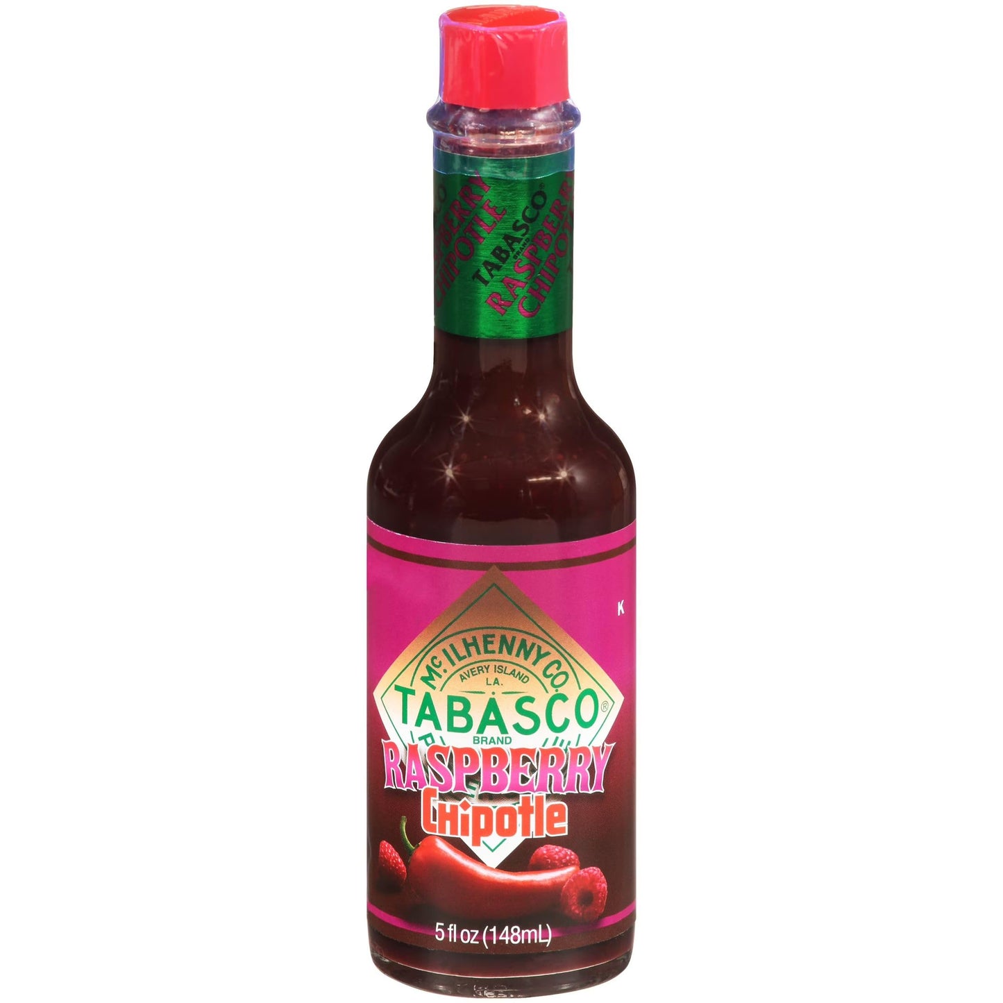 TABASCO Brand Raspberry Chipotle Pepper Sauce, Sweet & Smoky Hot Sauce, Glass Bottle, Vibrant & Fruity Raspberry Hot Sauce, Great for Preparing Fish