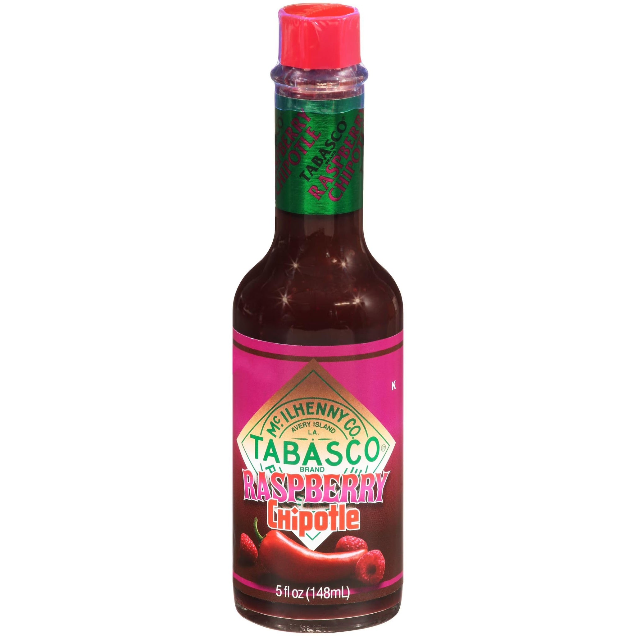 TABASCO Brand Raspberry Chipotle Pepper Sauce, Sweet & Smoky Hot Sauce, Glass Bottle, Vibrant & Fruity Raspberry Hot Sauce, Great for Preparing Fish