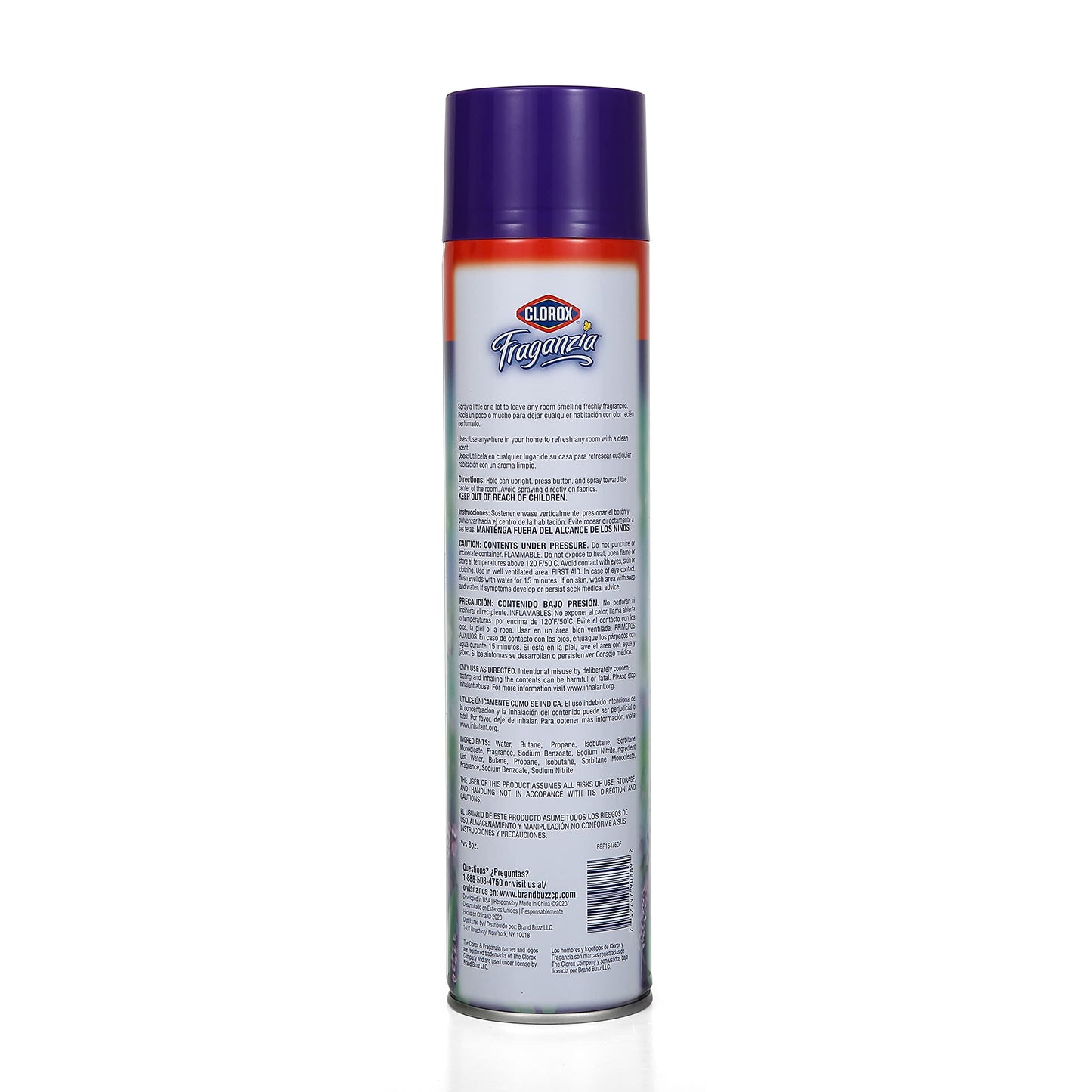 Clorox Fraganzia Aerosol Air Freshener in Lavender with Eucalyptus Scent - Long-Lasting Room Spray, Odor Eliminator for Home, Bathroom, and Bedroom