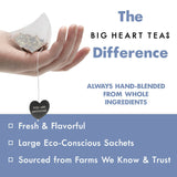 Big Heart Tea Co. Tea Bags - Minty Blue - Small Batch, Certified Organic, Ayurvedic Herbal Decaf Tea in Zero Plastic Sachets - Adaptogenic Tulsi