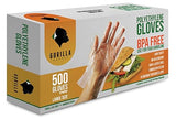 GORILLA SUPPLY 500 BPA Free Premium Disposable Gloves Poly PE LDPE Plastic for Kitchen Food Handling Food Prep Latex & Powder Free (500 Count, Large)