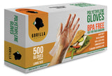 GORILLA SUPPLY 500 BPA Free Premium Disposable Gloves Poly PE LDPE Plastic for Kitchen Food Handling Food Prep Latex & Powder Free (500 Count, Large)