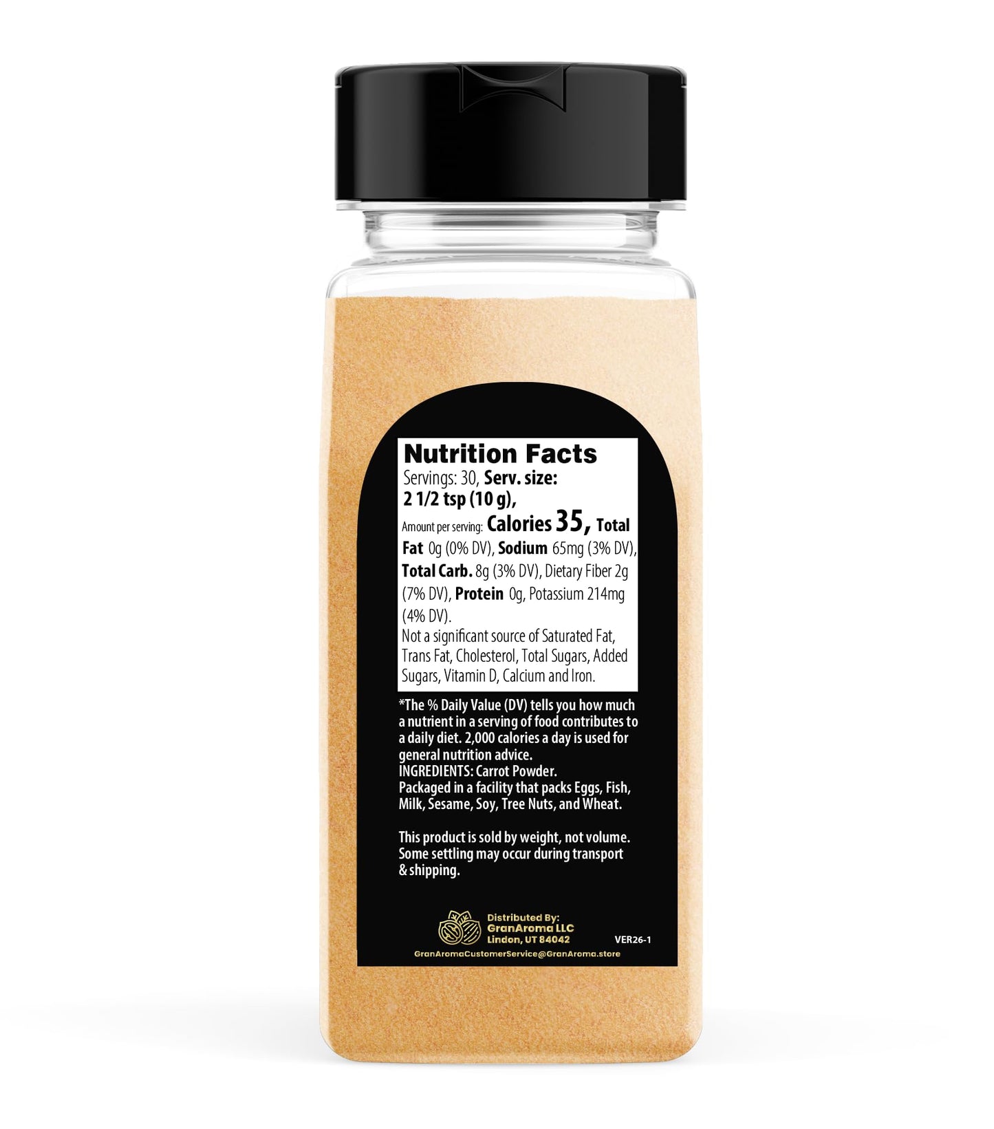 GranAroma Carrot Powder, Smoothies & Juices, Slightly Sweet (10.8 Ounce)