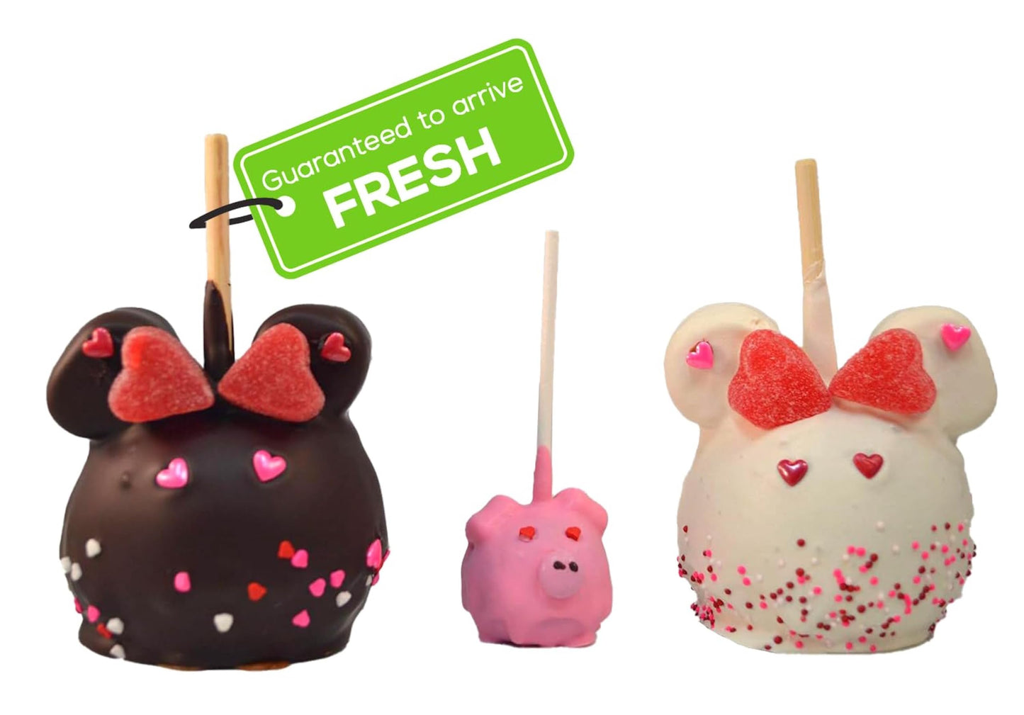 US Sweets Caramel Apple & Fudge Pop - Caramel Granny Smith Apples Dipped in Chocolate w/Sprinkles | Candied Apples | Tasty Valentine's Gift | Handmade