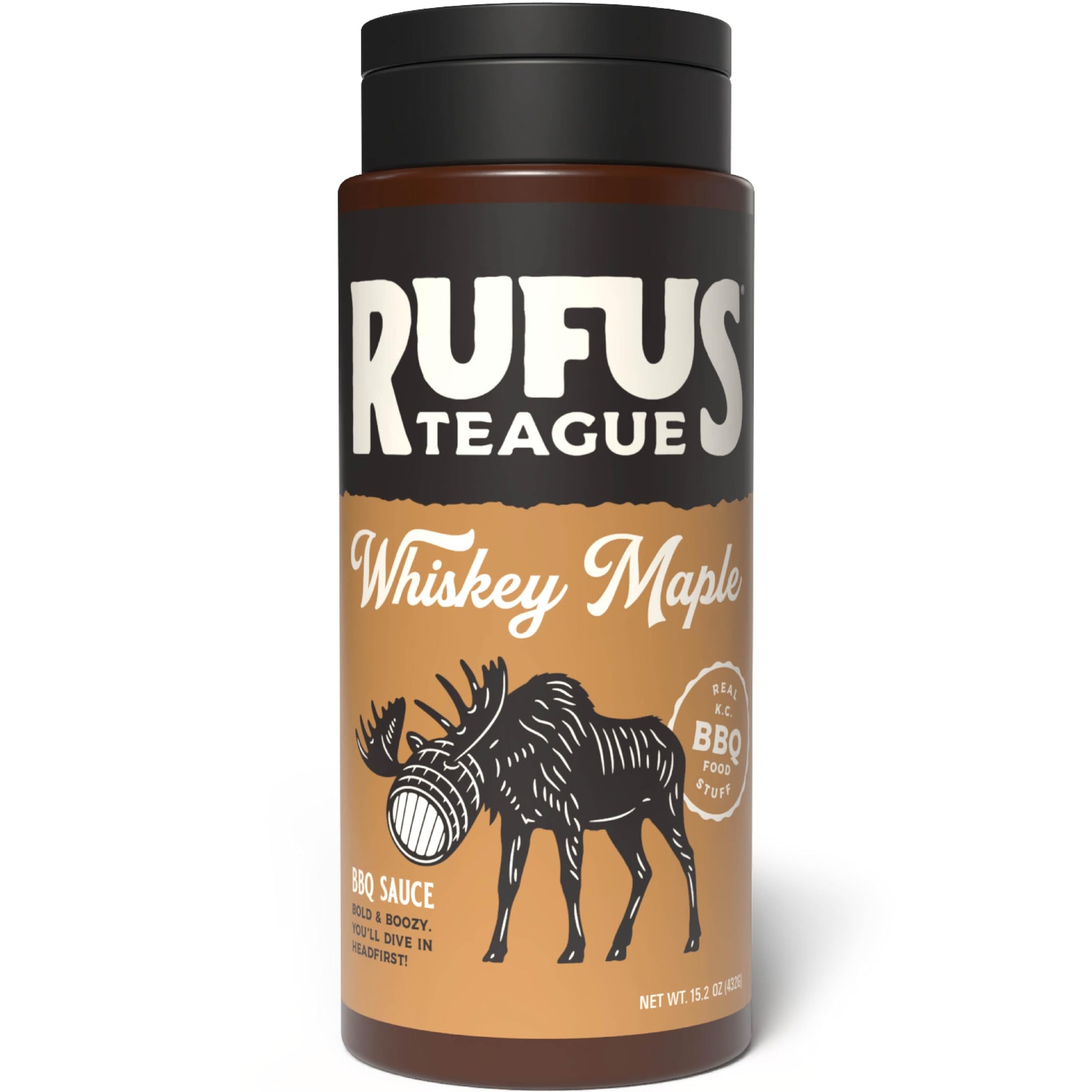 Rufus Teague Whiskey Maple BBQ Sauce, Flip Top Squeeze Bottle, 15.2 oz