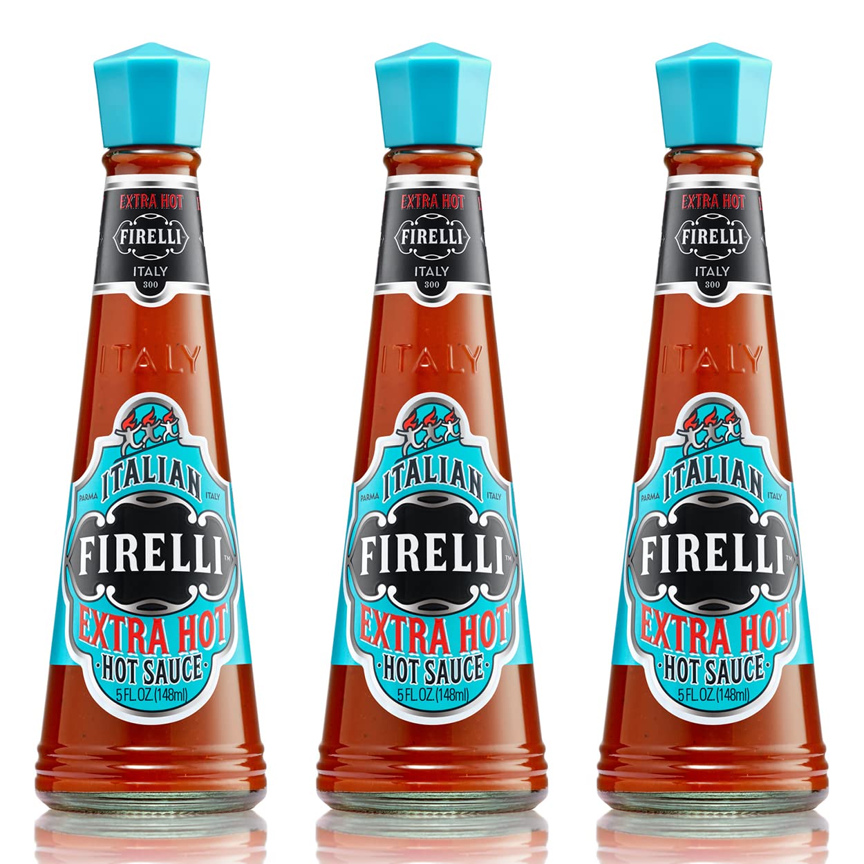 FIRELLI Extra Hot Italian Hot Sauce | 5oz Bottle (Pack of 3) | Perfect Added Kick for Wings or Pizza | Hottest Italian Hot Sauce, Gluten Free, Keto