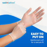 Well Before Disposable Synmax 4g Food Grade Vinyl Gloves, Clear, Medium, 200 Count - Latex-Free, Powder-Free Disposable Gloves for Healthcare & Food