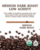 5LB Subtle Earth Organic Coffee - Medium Dark Roast - Whole Bean Coffee - 100% Arabica Beans - Low Acidity and Non-GMO - 5lb bag