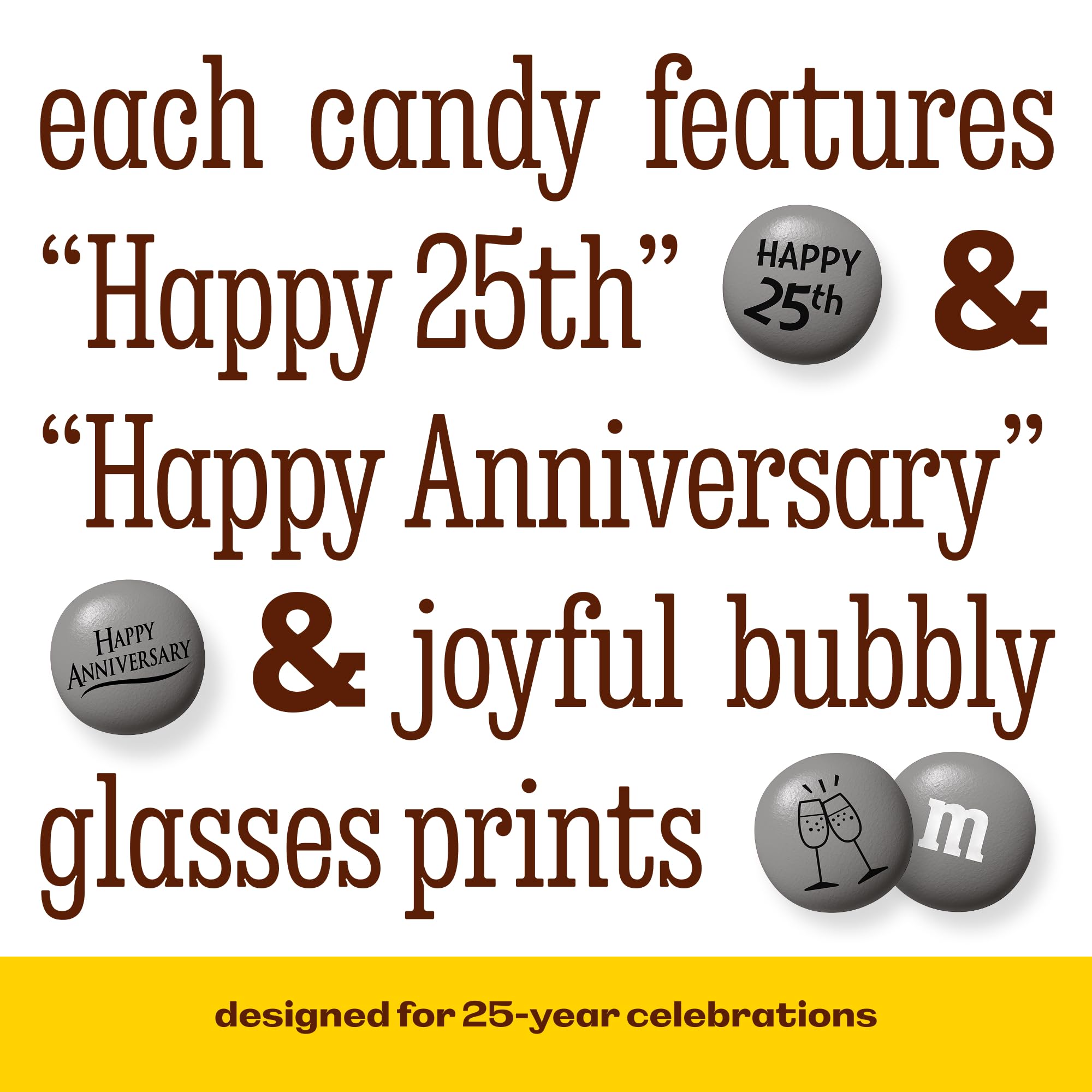 M&M’S WORLD 25th Anniversary Milk Chocolate Candy - 2lbs Anniversary Themed Bulk Candy, Perfect for Silver Anniversary Parties, 25th Anniversary, DIY