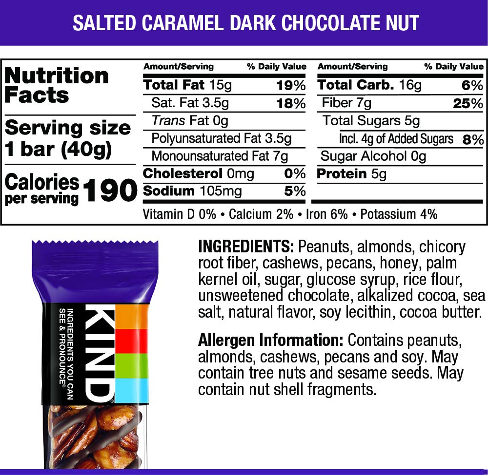 KIND Bars, Salted Caramel & Dark Chocolate Nut, Gluten Free, 48 Count