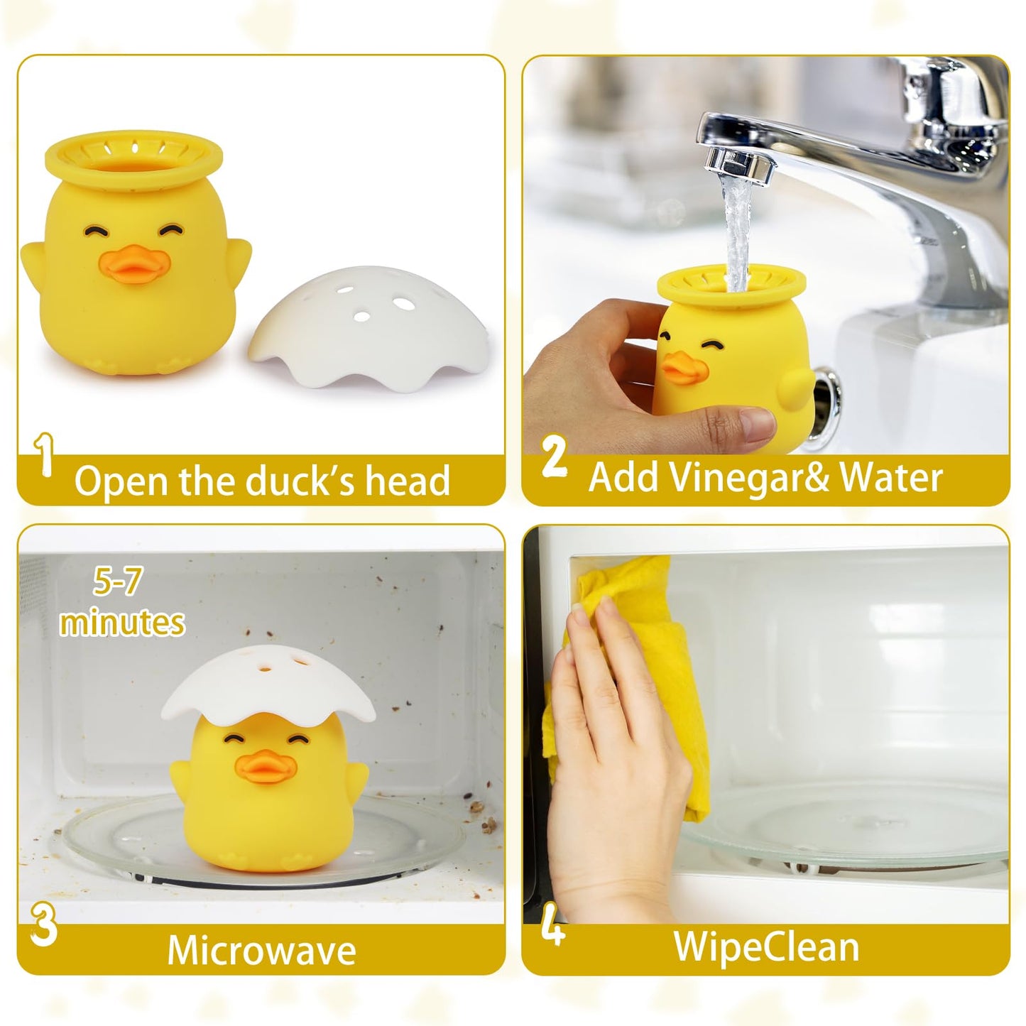 Sakuo NEW Microwave Steam Cleaner, Duck Microwave Cleaner, Just Add Vinegar and Water, Cut Cleaning Time by Half, Kitchen Gifts Accessories Gadgets