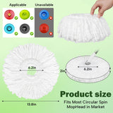 AmaVins 3 Pack Spin Mop Replacement Head, Reusable Microfiber Spin Mop Refills for Hurrica, Mopnad, Cassabel and Other 360 Spin Mop Systems, Easy