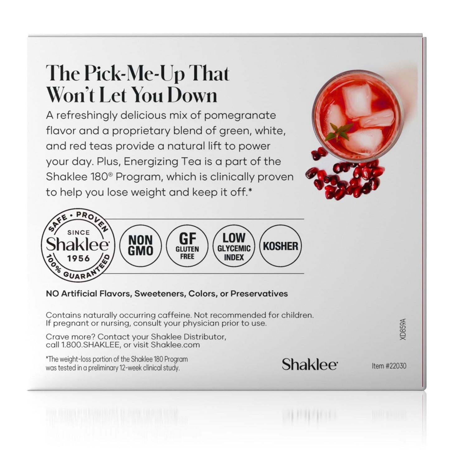 Shaklee Energizing Tea Pomegranate Flavor - Antioxidant-Rich Blend of Green, White, and Red Teas for Gentle Energy Lift - Energy Boost On-the-Go