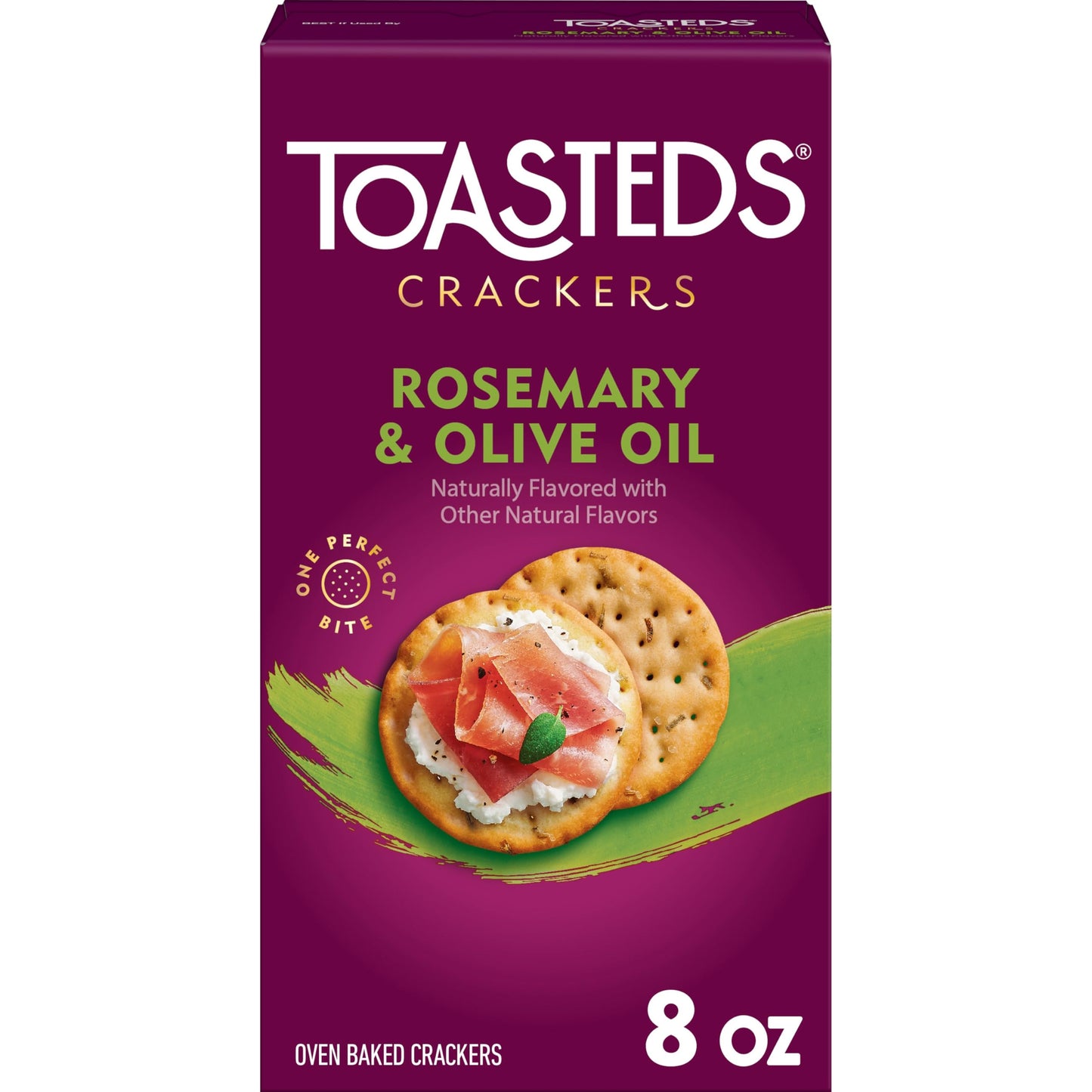 Toasteds Crackers, Lunch Snacks, Party Snacks, Rosemary And Olive Oil, 8oz Box (1 Box)