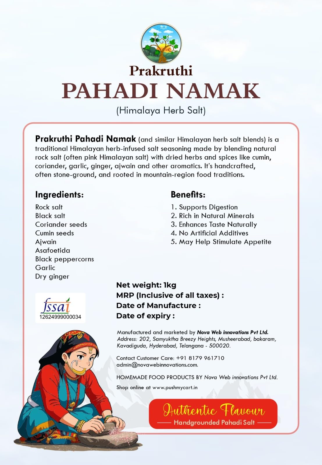 Prakruthi Pahadi Namak | Himalayan Herb Salt (1kg)