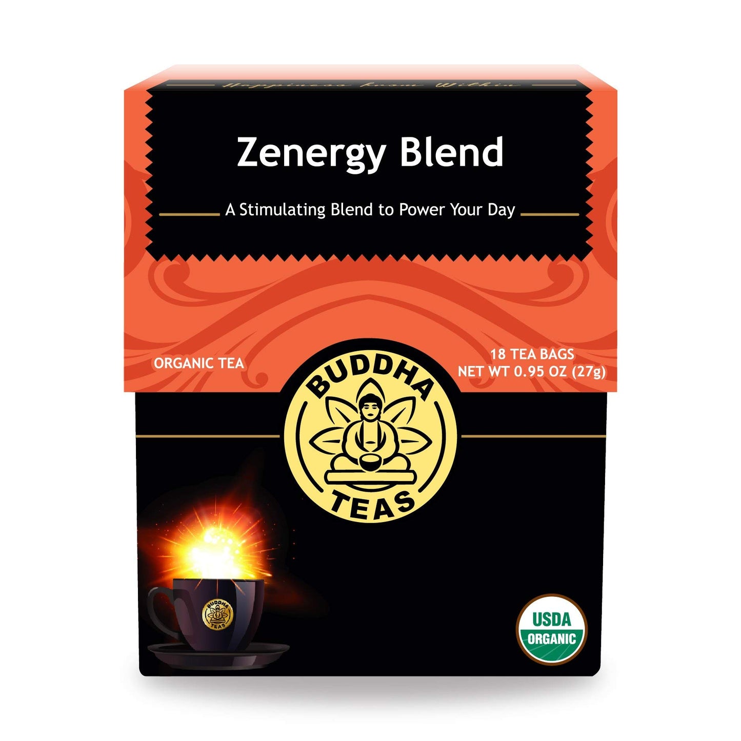 Organic Zenergy Blend Tea - Kosher, Contains Caffeine, GMO-Free - 18 Bleach Free Tea Bags