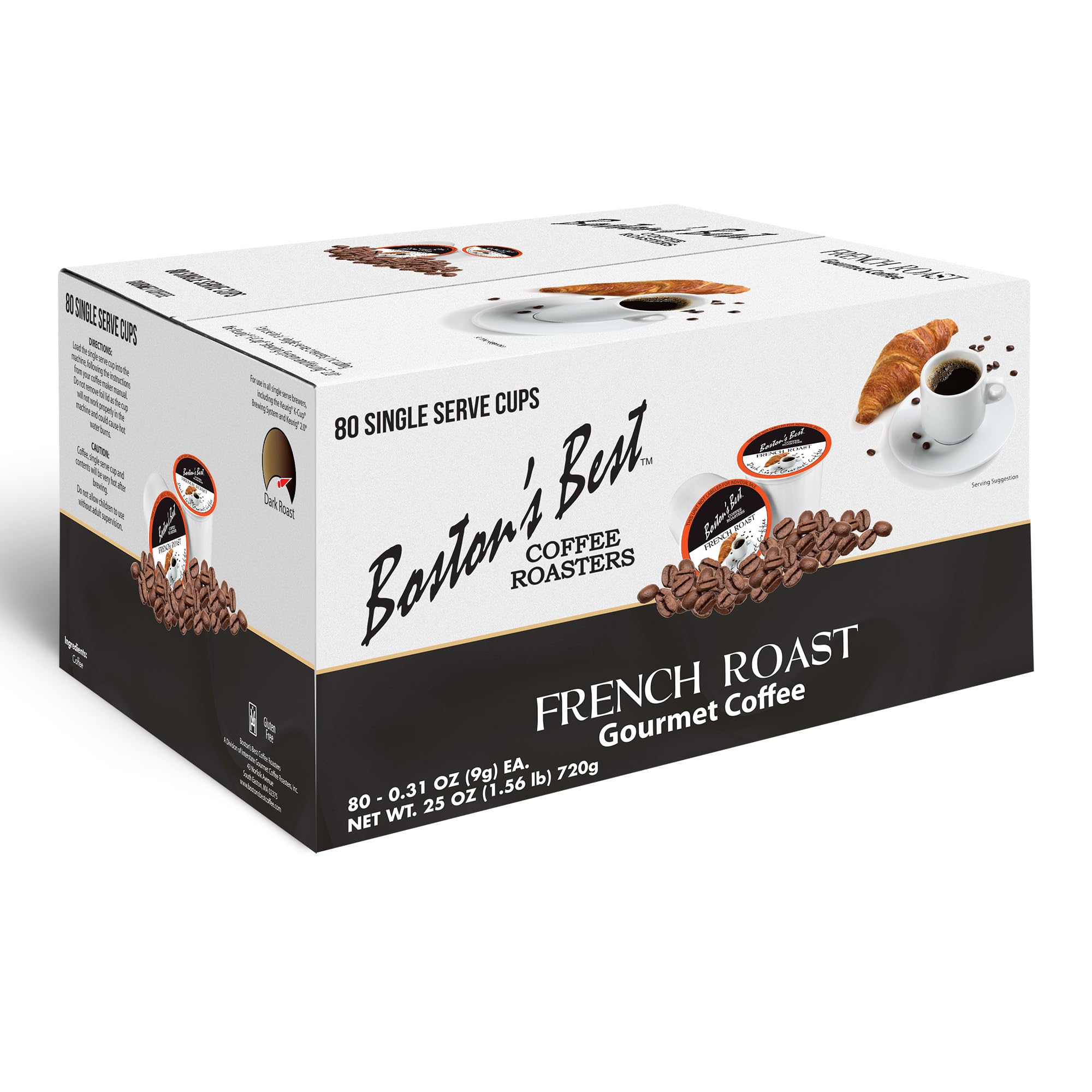 Boston’s Best - Rich & Bold French Roast Gourmet Delectable Dark Roast Coffee, Compatible with Keurig Coffee Maker - 1 Count (80 Single Serve Cups)