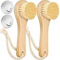 Dfacio 2Pack Laundry Stain Brush with 2Pack Metal Hook, Natural Soft Boar Bristle Scrubber, No Damage for Cleaning Tough Stains on Delicate Fabrics