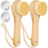 Dfacio 2Pack Laundry Stain Brush with 2Pack Metal Hook, Natural Soft Boar Bristle Scrubber, No Damage for Cleaning Tough Stains on Delicate Fabrics