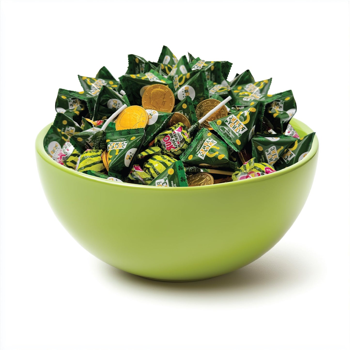St Patrick's Day Candy Assortment - 3 Pound Bulk Pack - Milk Chocolate Gold Coins, Sour Apple Popping Rocks and Gum Filled Lollipops - Individually