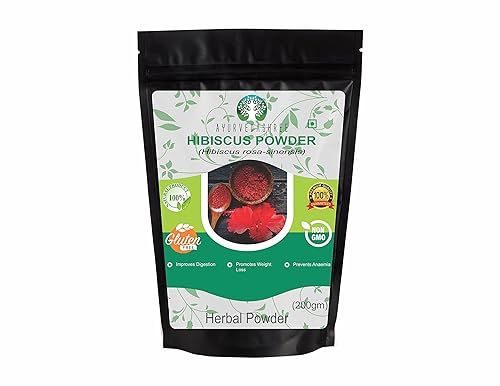 AYURVEDASHREE Hibiscus Flower Powder 200 Gm I Hibiscus Sabdariffa I Gurhal Phool Powder I Hair Mask I Refreshing Tea I Natural Herb I NON GMO I Vegan