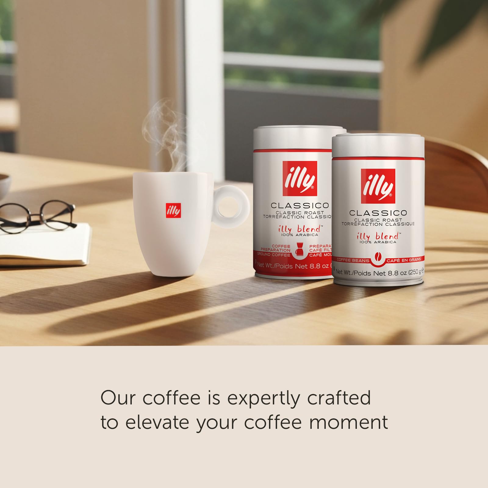 Illy Classico Whole Bean Coffee, Medium Roast, Classic Roast With Notes Of Caramel, Orange Blossom And Jasmine, 100% Arabica Coffee, No Preservatives