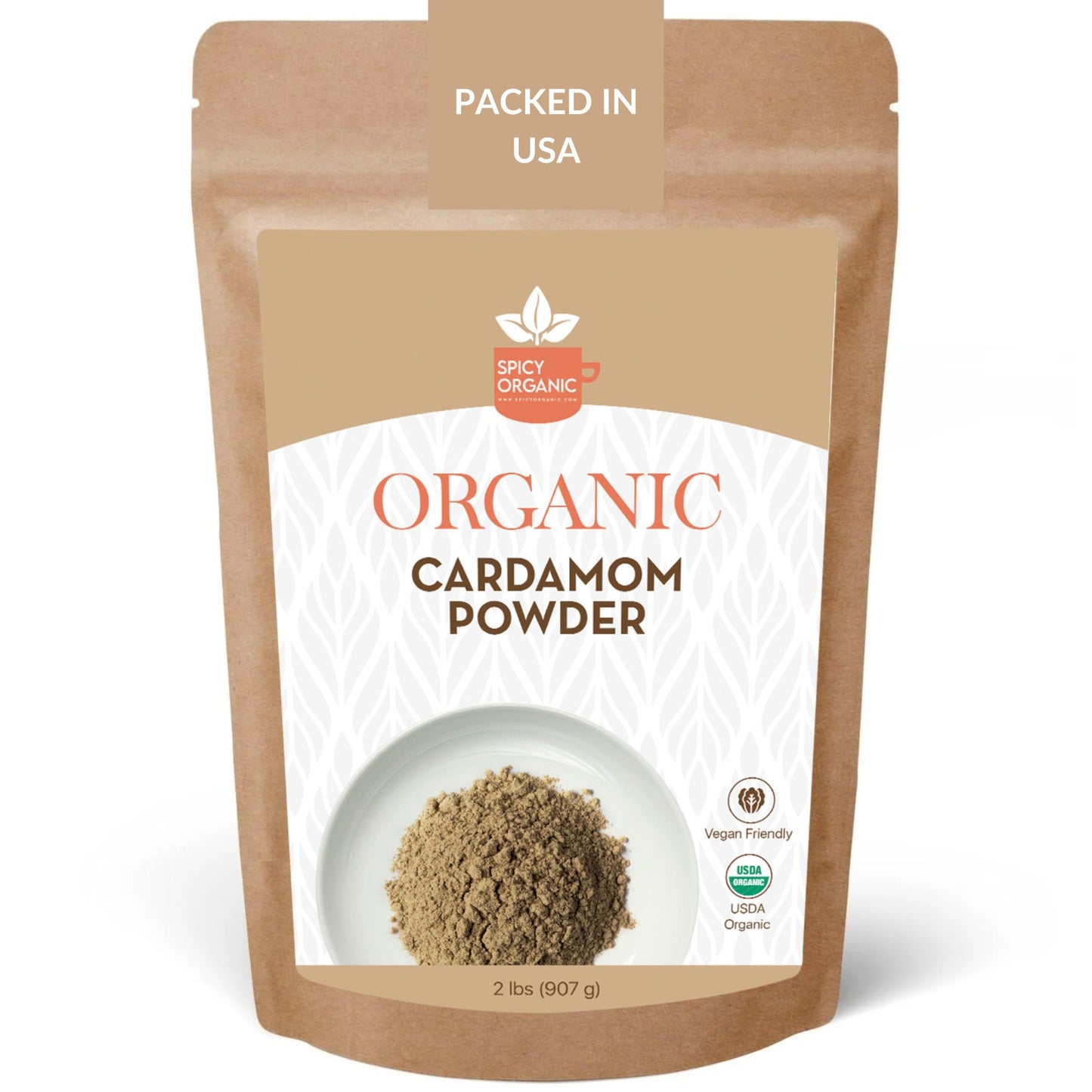 SPICY ORGANIC Ground Cardamom 2 lbs. - Fresh and Aromatic Cardamom Seed Powder for Cooking, Baking, Seasoning, and Tea - USDA Certified Organic
