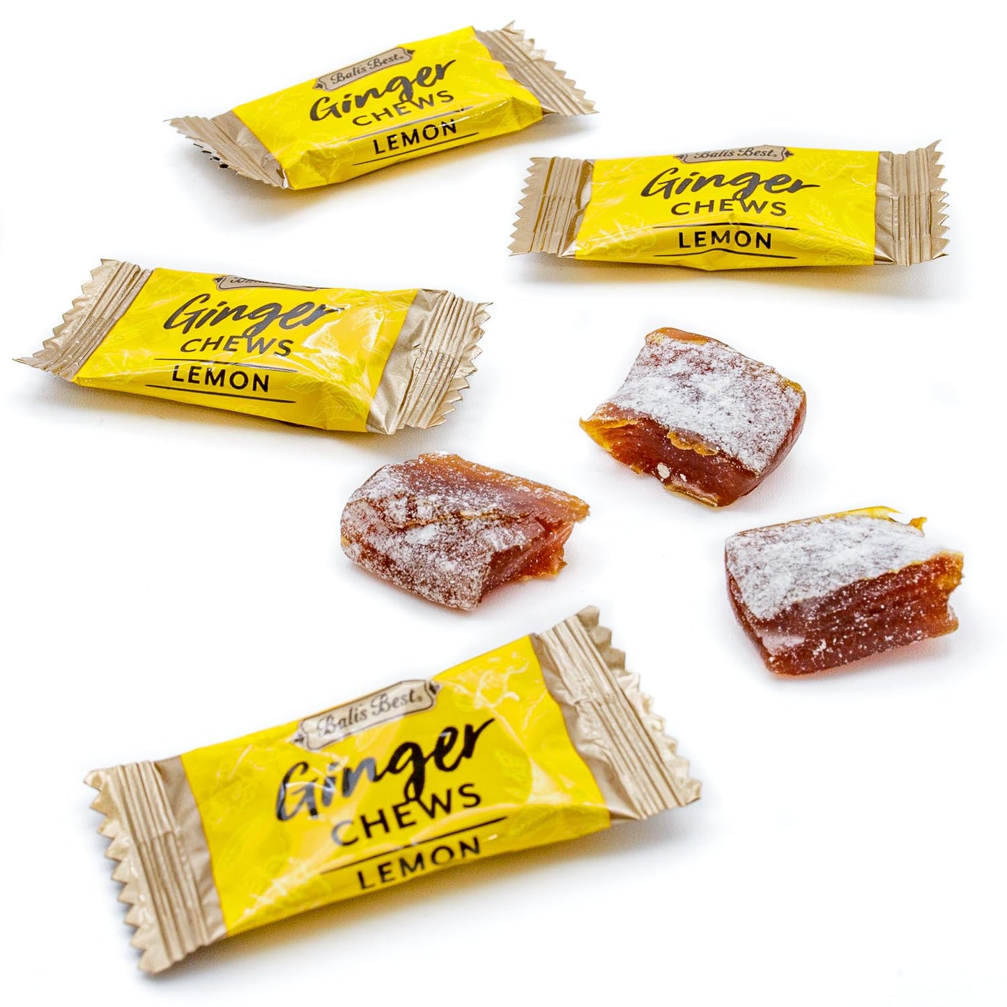 Ginger Candy Chews for Nausea Relief 1 lb - Natural Lemon and Honey Flavored, 100% Real Ginger, Individually Wrapped, Bulk