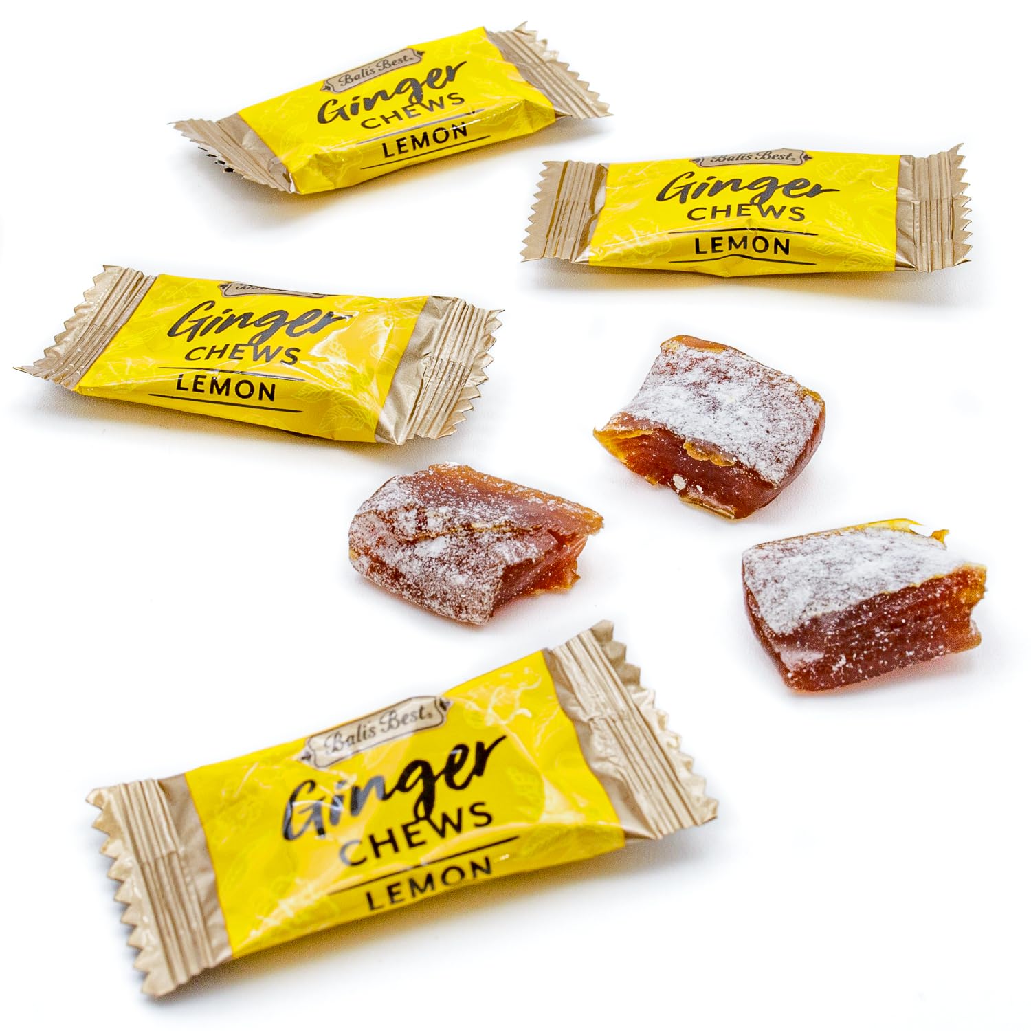 Ginger Candy Chews for Nausea Relief 1 lb - Natural Lemon and Honey Flavored, 100% Real Ginger, Individually Wrapped, Bulk
