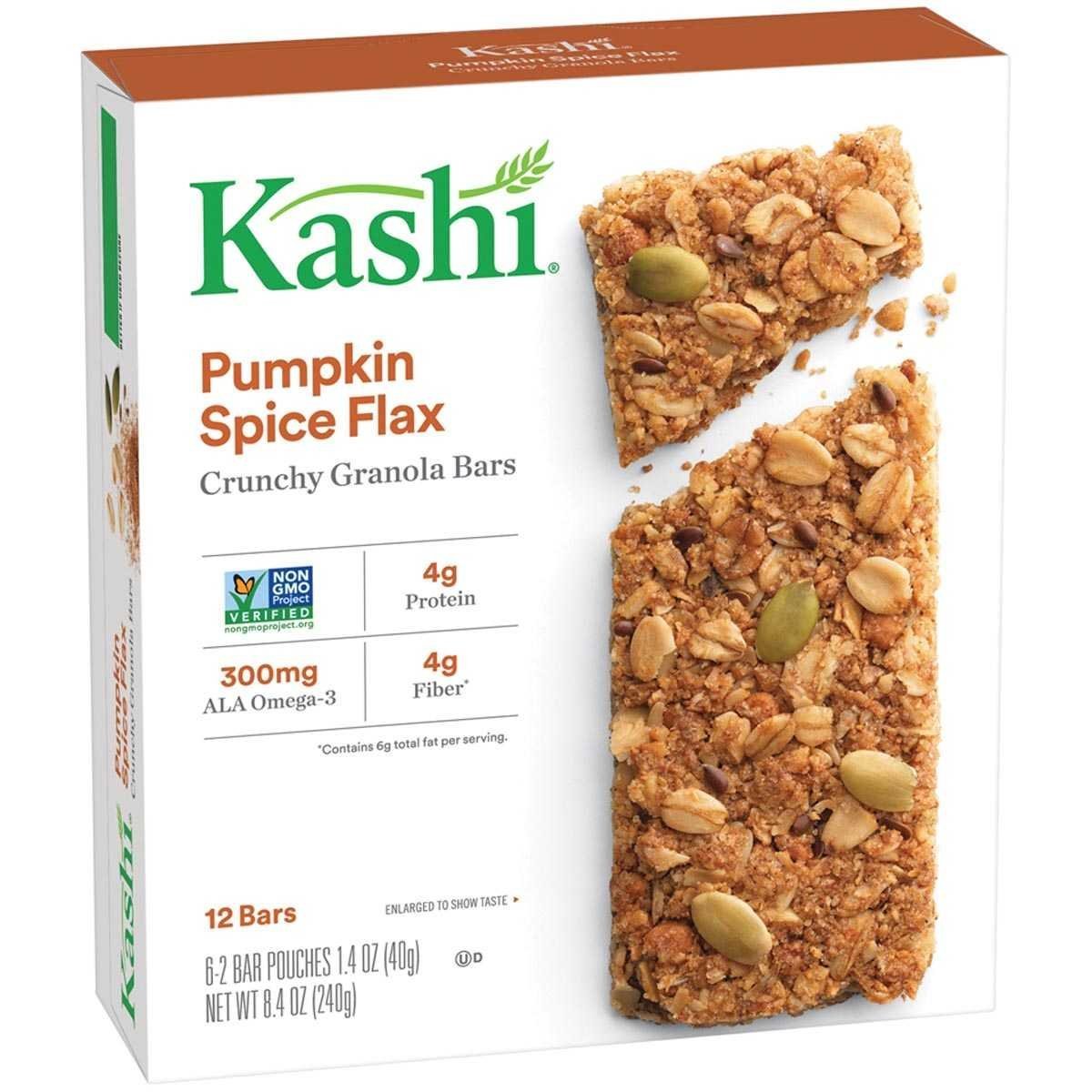 Kashi TLC Crunchy Granola Bars, Pumpkin Spice Flax, 2 Bars per 1.4-ounce Pouch, 6 Pouches per Box, 12 Boxes per Case (Total 144 Bars)