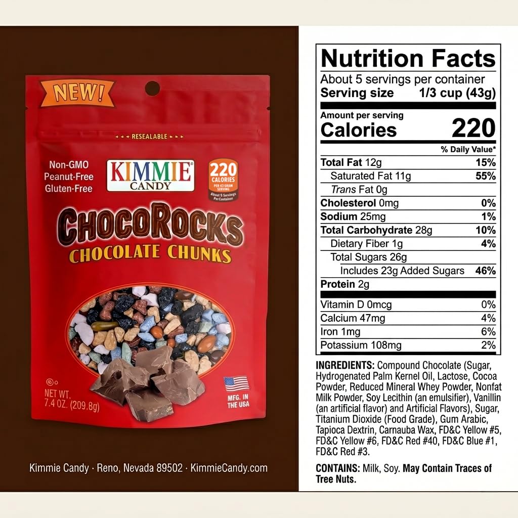 Kimmie Candy ChocoRocks, Rock-Shaped Chocolate Candy for Snacking & Cake Decorating, Pebbles & Stones | 7.4 oz (Pack of 3) | Non-GMO, Peanut-Free