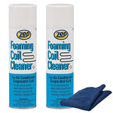 Zep Foaming Coil Cleaner 18 oz (2 Units) & A Blue Microfiber Rag ECBD039 - No-Rinse Evaporator Coil Cleaner for Air Conditioner and HVAC Maintenance