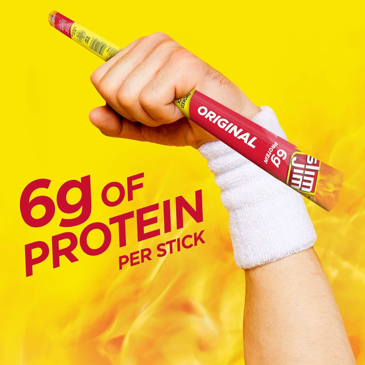 Slim Jim Giant Smoked Meat Sticks, Original Flavor, 6g Protein Per Stick, 0.97 oz. (6 Count)